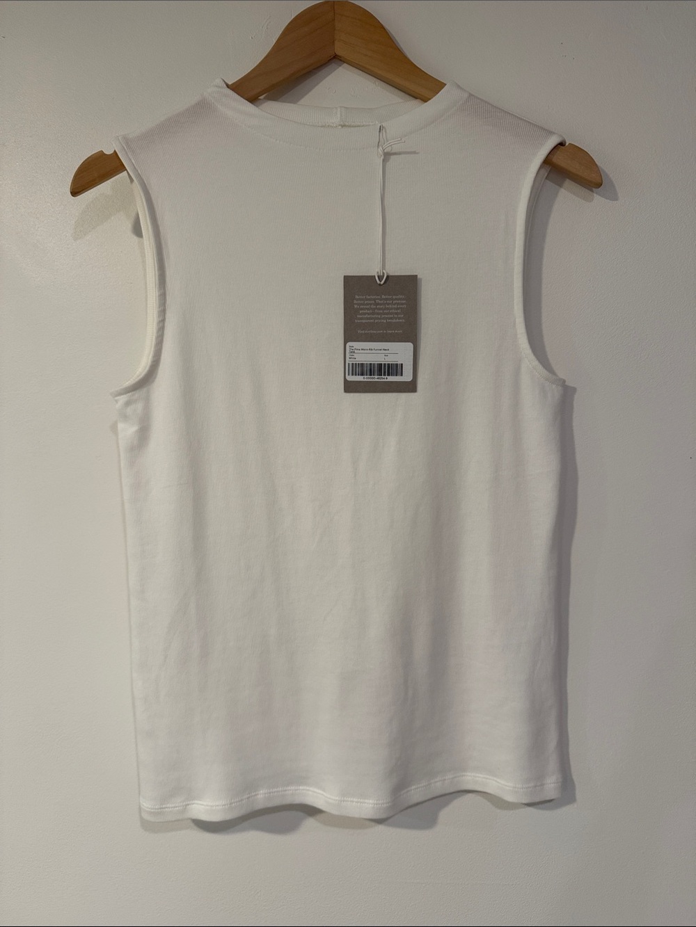 NWT Everlane Pima Micro Rib Funnel Neck Tank - Women Large - White